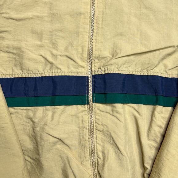 Vintage 90s King Louie Windbreaker Jacket Zip Up Tan Center Stripe Retro Utility - Picture 5 of 9